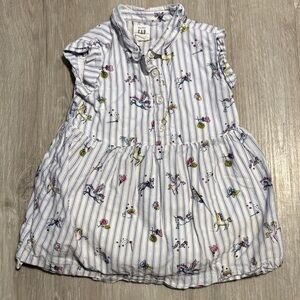 GAP Kids' Blue Striped Floral Button Down Shirt